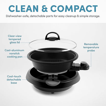 Aroma Housewares ASP-137B 3-Quart/10-inch 3-in-1 Super Pot with Grill Plate, Black