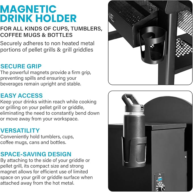 Griddle Grill Night Light & Magnetic Drink Holder Compatible with Blackstone, Traeger, Royal Gourmet, Camp Chef Griddles