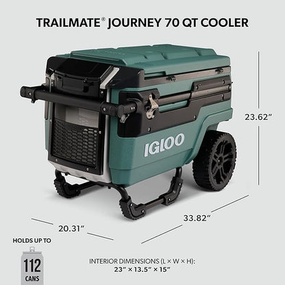 Igloo Trailmate Journey 70Qt Wheeled Cooler | Insulated Hard Shell Ice Chest