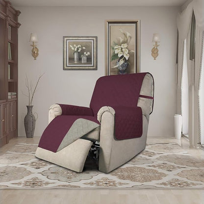 Easy-Going Reversible Couch Cover, Recliner 19 in, Wine/Beige | Machine Washable Slipcover For Dogs, Water Resistant Furniture Mat For Living Room, Non-Slip Sofa Cover, Pet Friendly