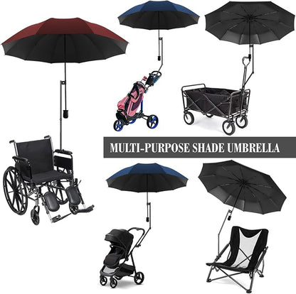 Patio Umbrellas UPF 50+ 360 ° Adjustable Shade Umbrella,Beach Umbrella with Universal Clamp,Beach Clamp on Umbrella,suitable for Patio,beach chairs,golf carts, wheelchairs,carts,bleachers,camping and fishing