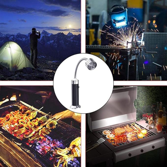 TopHomer 2Pcs Grill Lights Magnetic BBQ Grill Light with Ultra-Bright LED Lights, 360 Degrees Flexible Gooseneck Adjustable BBQ Grill Lights for Any Gas Charcoal Electric Grill Garage Lighting
