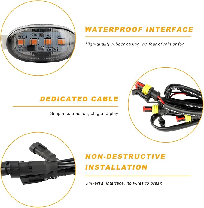 5 PCS Car LED Grille Lights, Waterproof Front Grille Running Lights with Wiring Harness, LED Grill Running Lamp Decorative Light for 2017-2019 F150 Raptor (Black & Yellow, 4 PCS)