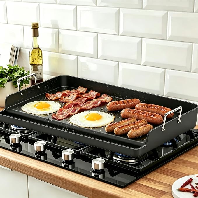 COZEER Cast Iron Griddle 23＂×16＂×3＂, Thickened Griddle for Gas Grill | Universal, Muti-Purpose, Pre-Seasoned, Upgrated, for Camping, Tailgating, Paties