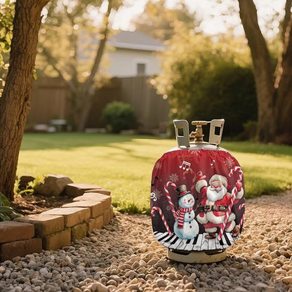 Santa Claus Propane Tank Cover 20lb Waterproof Gas Tank Cylinder Cover for Outdoor Camping Yard Party Easy to Install Grill Accessories Christmas Decoration