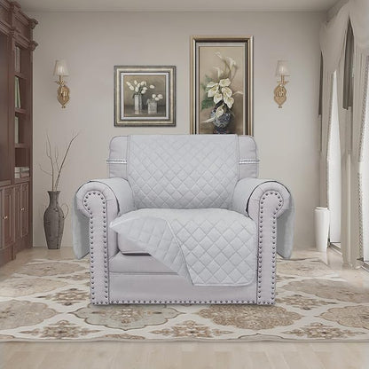 Easy-Going Reversible Couch Cover, Small Chair, Light Gray/Light Gray | Machine Washable Slipcover For Dogs, Water Resistant Furniture Mat For Living Room, Non-Slip Sofa Cover, Pet Friendly