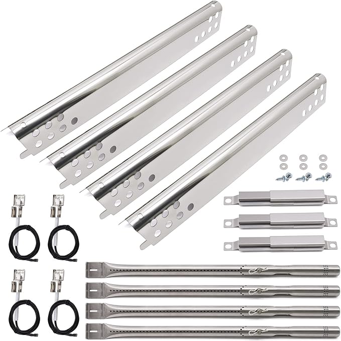 Grill Replacement Parts for Charbroil Advantage Series 4 Burner 463344015 463343015 463433016 463240115 463432215 463240015 Gas Grills, Stainless Pipe Burner, Heat Plate, Carryover Tube, Igniters.