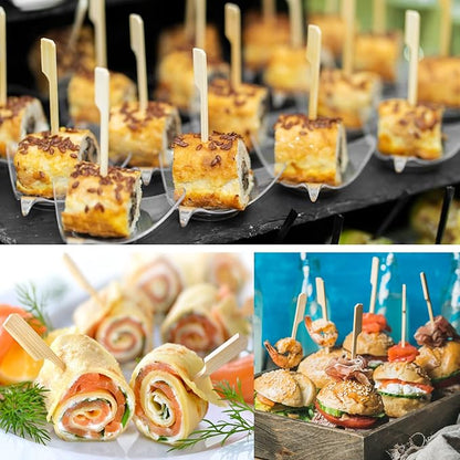 200 PCS Bamboo Skewers for Appetizers, 4.7 Inch Toothpicks Cocktail Picks for Drinks, Fruit Kababs, Sausage, Barbecue Snacks, Natural Wooden Paddle Skewer Mini Food Sticks, Charcuterie Accessories