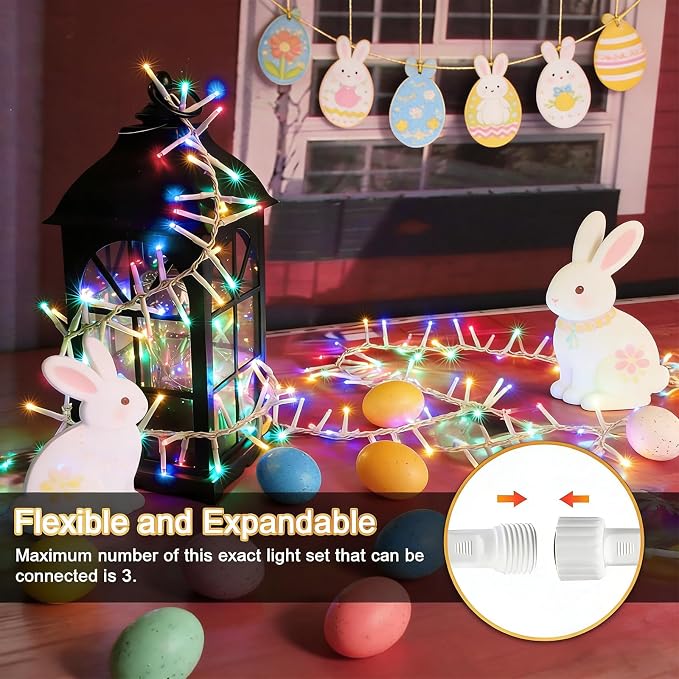 46ft 500 LED Easter String Lights Plug in, Pastel Twinkle Fairy Lights, 16 Modes Waterproof Easter Outdoor Lights, Colored String Lights for Christmas Tree Indoor Outdoor Spring Decorations