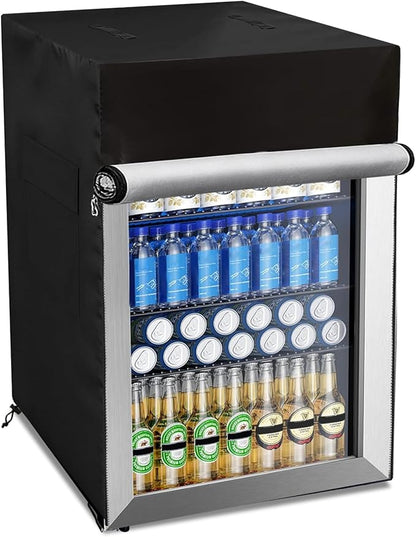 Bitubi Beverage Refrigerator Cooler Cover,Outdoor Fridge Cover – Waterproof, Dustproof, Sun-Proof, 21" W x 22" D x 31" H. Suitable for most Beer or Wine Mini Fridge/Drink Fridge (Black)