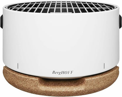 BergHOFF LEO Portable Tabletop BBQ Grill To-go grill with Heat Resistant Base Easy-carry strap & detachable handles, Removable elements, Adjustable airflow, 13.75", White