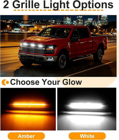 LED Grill Lights for Ford F150 2024-2026 Accessories XLT Only, White | Direct-Snap F150 Front Grille Marker Lights, OEM-Style Fit, IP68 Waterproof, Raptor-Style Front-End Upgrade, Off-Road Ready