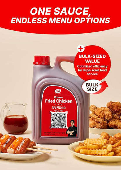 TBK THEBORN Korean Fried Chicken Glaze, Sweet & Spicy Sauce 3.2kg | Ready-to-use glaze with a bold Korean-style sweet and spicy flavor for fried chicken, wings and tenders
