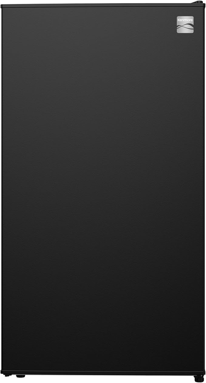Kenmore 3.5 cu. ft.18 Compact Refrigerator with Chiller - Black | 6 Can Rack, Adjustable Glass Shelving, Reversible Door, Interior Lighting, ENERGY STAR Certified