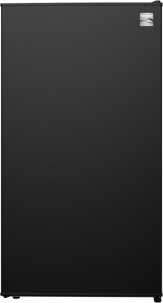 Kenmore 3.5 cu. ft.18 Compact Refrigerator with Chiller - Black | 6 Can Rack, Adjustable Glass Shelving, Reversible Door, Interior Lighting, ENERGY STAR Certified