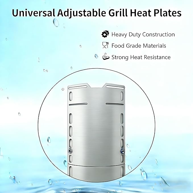 Universal Adjustable Grill Heat Plates, Heat Tents, Flame Tamer Burner Covers, Heavy Duty Heat Plate Shield, Stainless Steel Grill Replacement Parts, Extends from 12" up to 18" L, 3 Pack