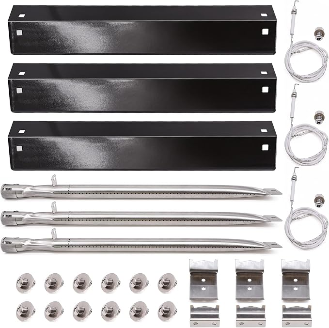 Grill Parts Kit Compatible with Chargriller 5050 3001 5650 3072 5072 3030 3008 5252 3000 Grill Replacement Parts, Flame Shields, Burner Pipes, Igniters, Burner Tube/Flare Up Shield Support Kit