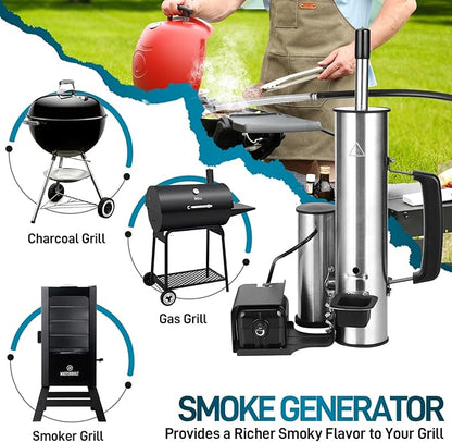 EUTRKei Cold Smoke Generator for Traeger Smoker Grill, Cordless Electric Smoke Tube with Air Pump, Cold Smoking for Cheese, Fish, Meat, Men Gifts, for Tailgating, Backyard, Party