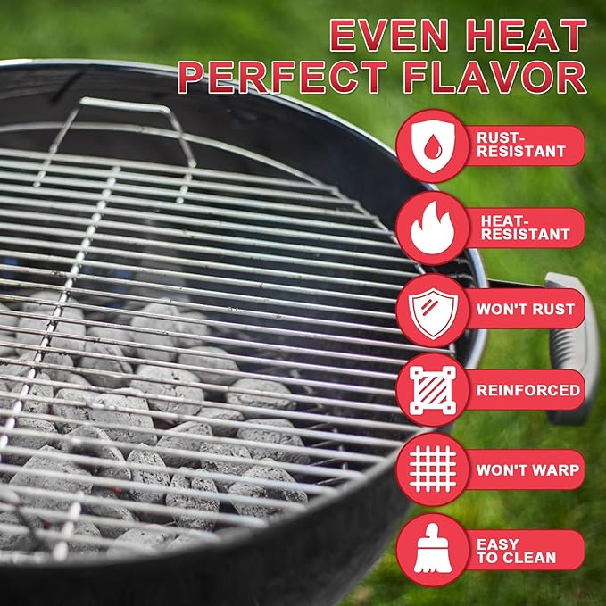 17.5" Charcoal Cooking Grate for Weber 18.5" Smokey Mountain Bar-B-Kettle, One-Touch, Cooker Smoker, Jumbo Joe, Original Kettle Grill, Stainless Steel Round Grate Kit Accessories for Weber 7432 7440
