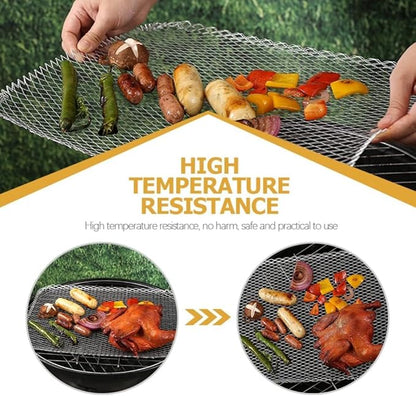 Luxshiny BBQ Grill Mesh Mat: 10Pcs Disposable Aluminum Grill Topper Broiler Net Pans Non-Stick Cooking Grid Grates Pad Baking Tools for Outdoor Camping Barbeque Picnics Backpacking Backyards