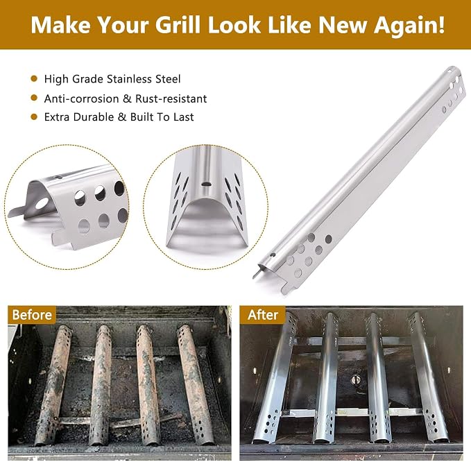Criditpid Grill Replacement Parts for Charbroil Performance 5 Burner 463347519 463275517, 4 Burner 463347017 463377319 463342119, Grill Burner, Heat Plates, Carryover Tube, Igniter & Spark Generator.