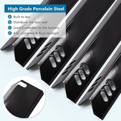 Criditpid Porcelain Grill Heat Shields Replacment for Dyna-Glo DGF510SBP, DGF493BNP, 15 inch Grill Heat Plates for Backyard Grill Replacement Parts BY15-101-001-02, BY13-101-001-13, GBC1460W, 4-Pack