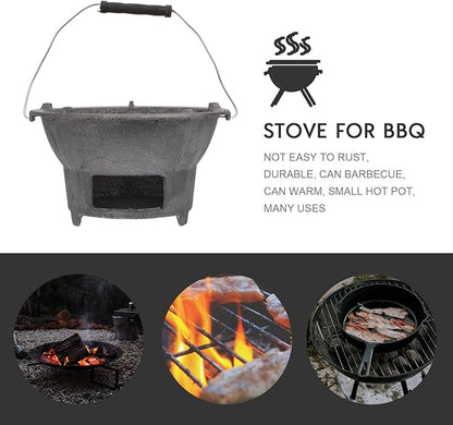 Cast Iron Charcoal Grill Japanese Tabletop BBQ Grill Mini Portable Hibachi Indoor Stove Camping Barbecue Tool BBQ Charcoal Stove 20cm