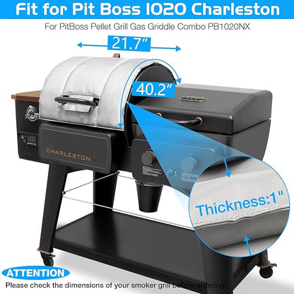 Charleston Grill Cover Insulated Blanket for Pit Boss 1020 Combo PB1020NX Smoker Insulation Pitboss Thermal Replacement Parts Insulator Wood Pellet Grills BBQ Winter Accessory