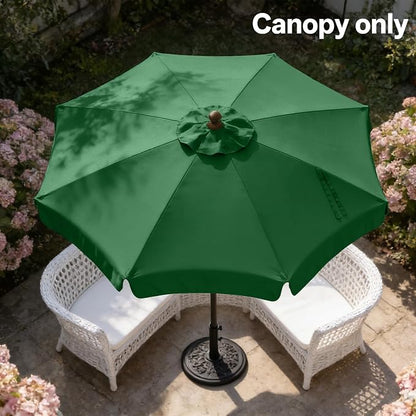 MASTERCANOPY Valance Patio Umbrella 10 ft Replacement Canopy for 8 Ribs-Forest Green Canopy Only
