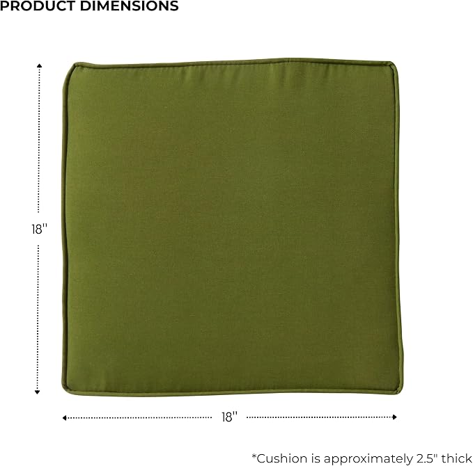 Outdoor 18 inch Square Patio Dining Chair Pads – Comfortable Fiber-Filled Seat Cushions with Ties, Reversible Polyester Fabric - Hunter Green, Set of 2