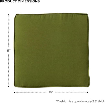 Outdoor 18 inch Square Patio Dining Chair Pads – Comfortable Fiber-Filled Seat Cushions with Ties, Reversible Polyester Fabric - Hunter Green, Set of 4