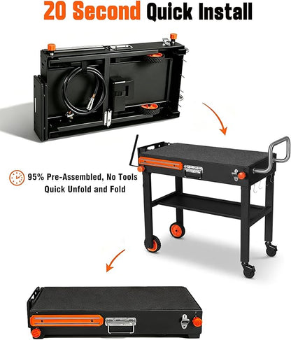 Blackstone Table for 17" or 22" Griddle, Heavy Duty 450 LBS Outdoor Grill Table, Foldable Portable Grill Cart, 20s Quick Setup, Anti-Wobble, Ideal for Backyard, Camping, Tailgating, with Cover
