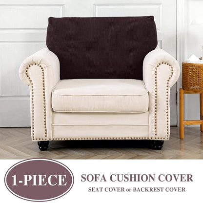 LA MEACK Couch Cushion Cover Seat Cushion Cover Stretch Armchair Cover Separate Sectional Sofa Slipcovers Furniture Protector(1 Piece for Seat or Sofa Backrest, Brown)
