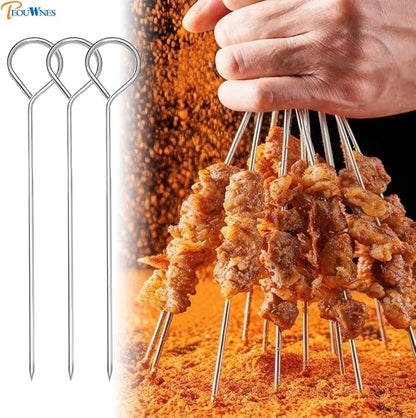 20 pcs 6 Inch Turkey Lacers for Trussing Turkey, PEOUWNES Stainless Steel Metal Skewers with Storage Box, Meat Roasting Trussing Needles for Kitchen BBQ Cooking Barbecue