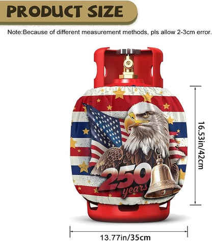 Dual Propane Tank Cover 20lb, Outdoor Heavy Duty Waterproof Windproof Gas Tank Cylinder Cover with Elastic Brand Fits Standard 20lb,4Th of July Decorations