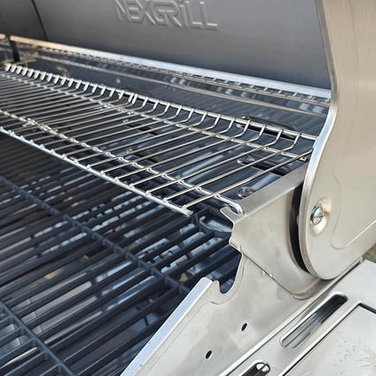 Hisencn Grill Parts for Nexgrill 4 Burner 720-0830H, 5 Burner 720-0888S 720-0888A Gas Grill, Cast Iron Cooking Grate and Stainless Steel Warming Rack, Grill Replacement for Nexgrill Parts