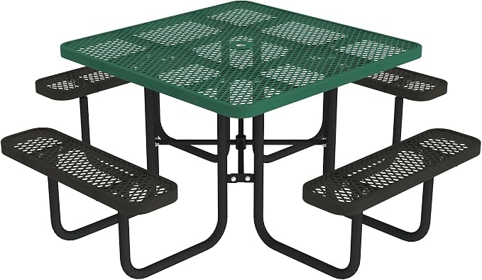 Norwood Commercial Furniture Open Air Series Heavy Duty Portable Square Surface Mount, 46-Inch Outdoor Picnic Table