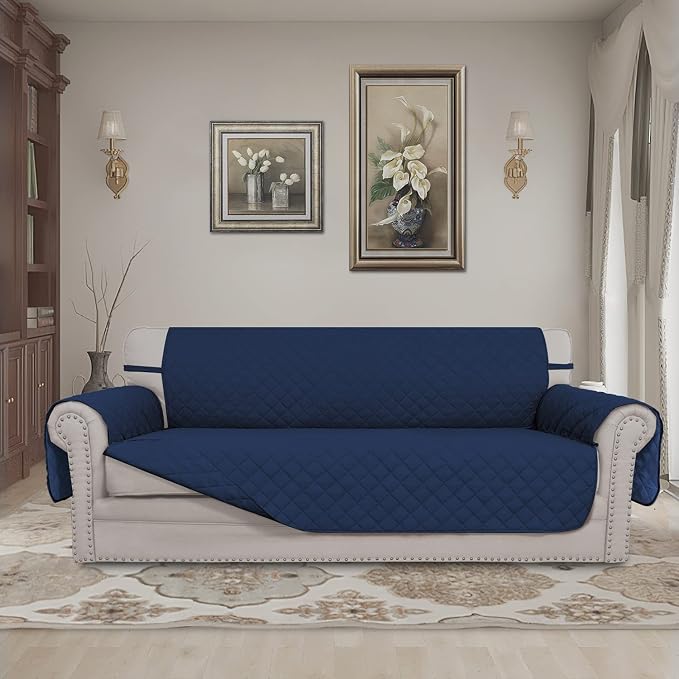 Easy-Going Reversible Couch Cover, 3 Cushion Sofa, Large, Navy/Navy | Machine Washable Slipcover For Dogs, Water Resistant Furniture Mat For Living Room, Non-Slip Sofa Cover, Pet Friendly