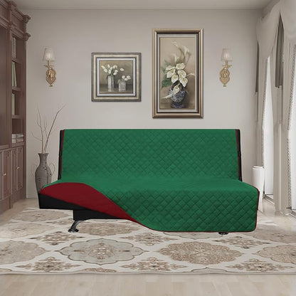 Easy-Going Reversible Couch Cover, Large Futon Sofa, Green/Christmas Red | Machine Washable Slipcover For Dogs, Water Resistant Furniture Mat For Living Room, Non-Slip Sofa Cover, Pet Friendly