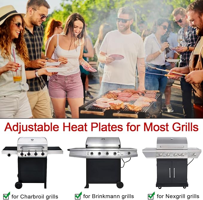 GasSaf Universal Adjustable Heat Plate Shield, Extends from 11.75" up to 21" L, Porcelain Steel Heat Tent Flame Guards Replacement Parts for Brinkmann, Charbroil, Nexgrill and Other Gas Grill (5-Pack)