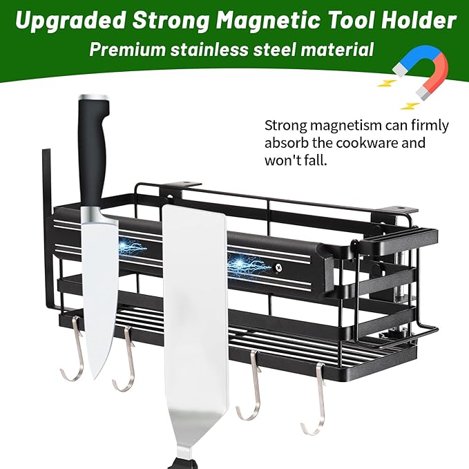 Grill Caddy for Blackstone 28"/36" Griddles Prep Cart, Blackstone Griddle Accessories Organizer with Paper Towel Holder & Magnetic Tool Holder, BBQ Caddy for Outdoor Grill Camping