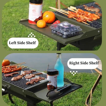 Barbecue Grill, Metal Small Camping Charcoal Grills Folding Portable Lightweight Portable BBQ Charcoal Grill for Outdoor Camping Hiking Picnics Backpacking Party