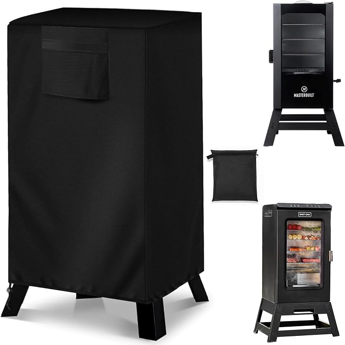 30-inch Vertical Smoker Cover, Compatible with Most of Vertical Smoker (19" Lx20 Wx32 H), Heavy-Duty and Weather-Resistant Oxford Fabric with Adjustable Drawstring