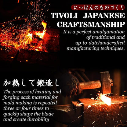TIVOLI Ulu Knife with Sheath – Full Tang Rosewood Handle, Gift-Ready Box, Viking-Style Cleaver & Pizza Cutter for Meat, Herbs, and Outdoor Cooking –A Christmas Gift for Men and Women