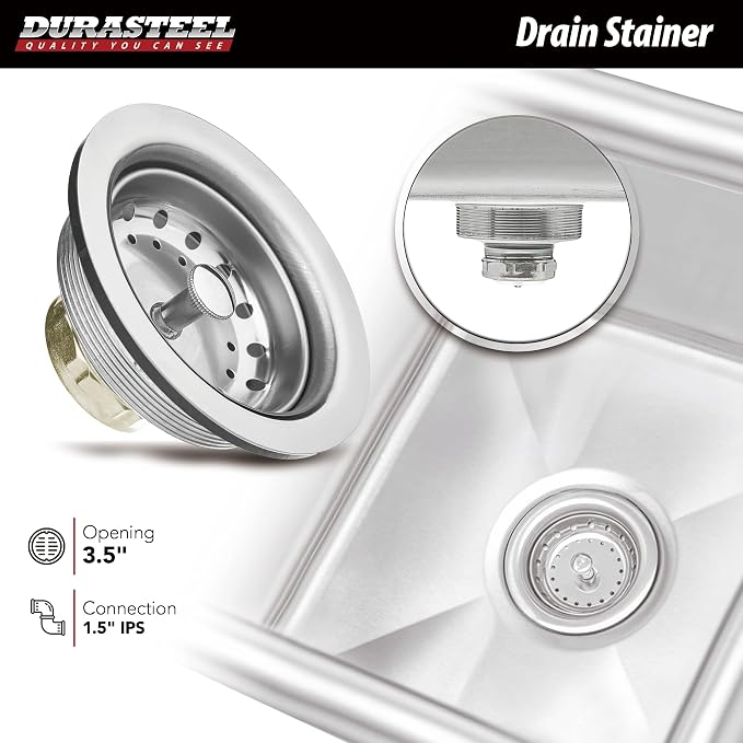 DuraSteel 304 Commercial Stainless Steel Utility Sink - 24 Inch Tub Freestanding Prep Kitchen Sink w/ Faucet - NSF Hand Wash Station for Kitchen Sinks, Outdoor, Laundry Room, Garage Small Kitchenette