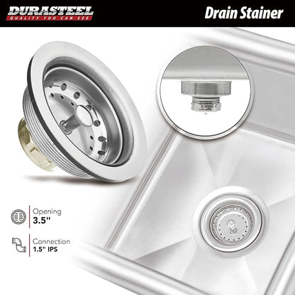 DuraSteel 304 Commercial Stainless Steel Utility Sink - 15 Inch Tub Freestanding Prep Kitchen Sink - NSF Hand Wash Station for Kitchen Sinks, Outdoor, Laundry Room, Garage Slop Small Kitchenette