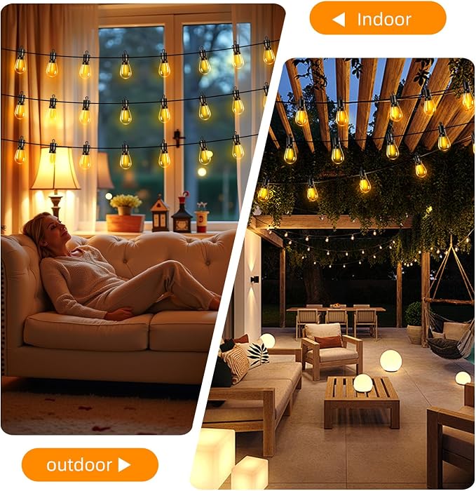 Outdoor Patio String Lights 100ft: S14 LED Shatterproof Bulbs 3 Modes Button Control - Waterproof Connectable Hanging Lights - Garden Backyard Yard Gazebo Porch Party Decorative