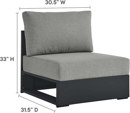 Modway Tahoe Aluminum Armless Patio Gray Modular Weather-Resistant Cushions-Perfect as Club Outdoor Lounge Chair