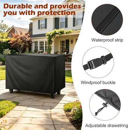 Grill Cart Cover,52 inch Waterproof Outdoor Prep Table Cover All-Weather Protection Tool Box Cover for Outdoor Kitchen Island & Storage Cabinet, Dust-Resistant, Rip-Resistant