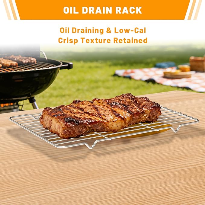 Grilling Prep and Serve Trays with Oil Drain Rack, Stainless Steel Grilling Prep and Serve Tray, Marinade Container with Lid, Oil Drain Rack, Cutting Board, BBQ Grill Accessories